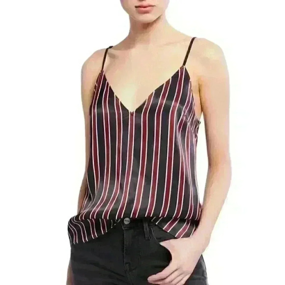 FRAME Women's Side Slit Striped Top and Pant Set Size M in Navy Multi - Picture 2 of 8